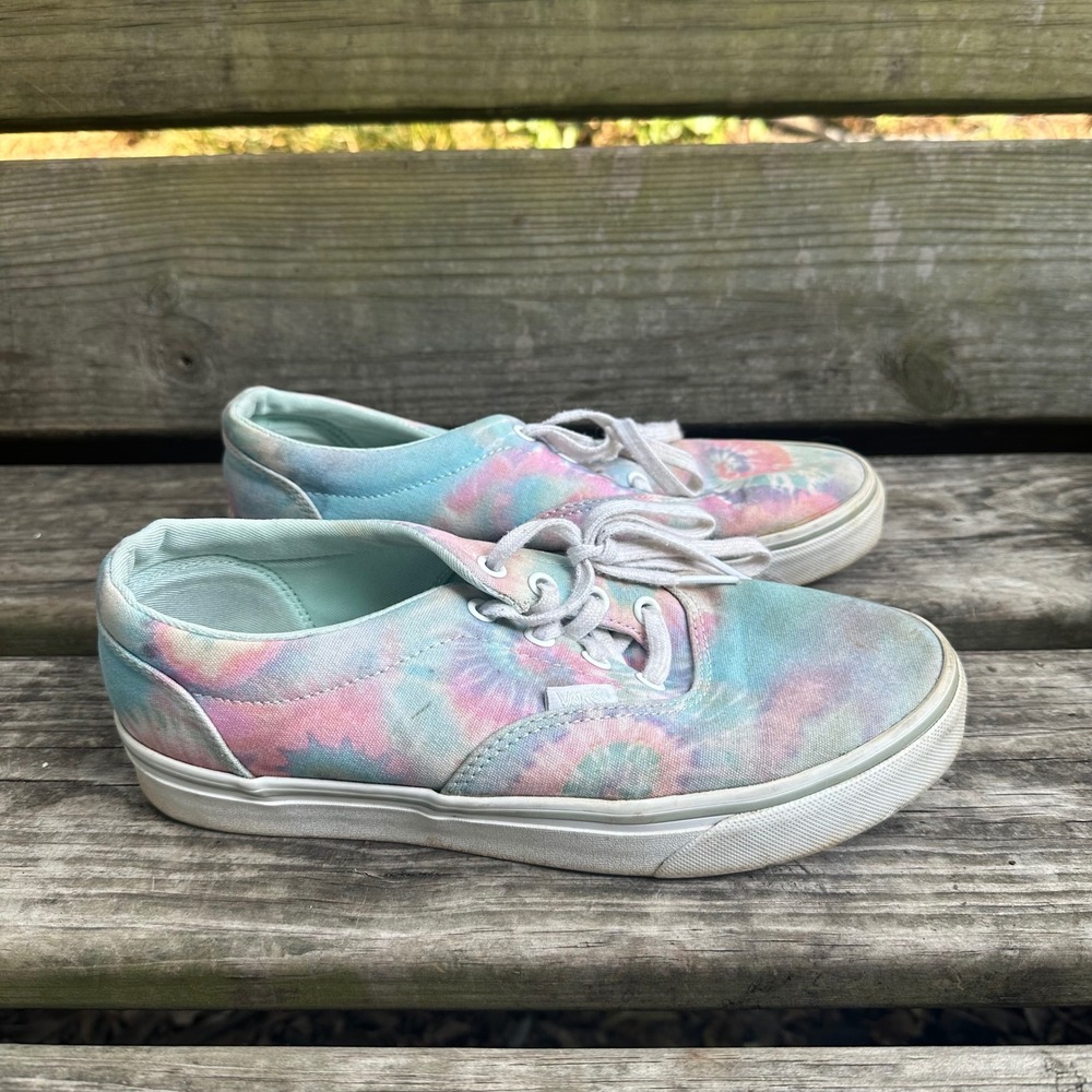 Vans Tie Dye Pastel Doheny Pink Blue Canvas Skate Shoes Sneakers Womens Sz 8.5